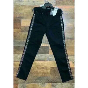 LAUREN Ralph Lauren Women's Beaded High Rise Skinny Ankle Jeans Black Size 8 NWT